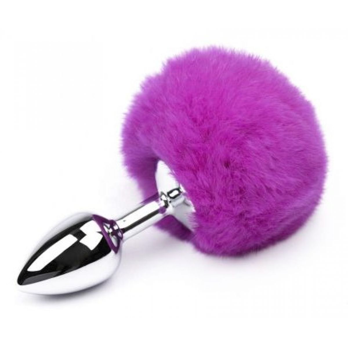 Анальная пробка из металла с ярко-розовым хвостиком кролика