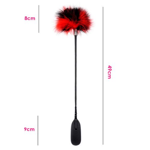 Стек-тиклер черный с черно-красными перьями 49 см