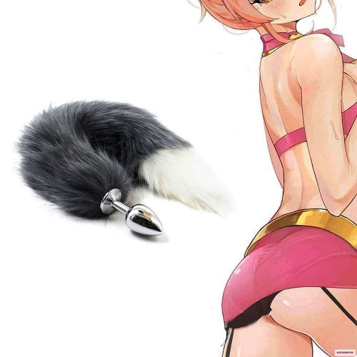 Лисий хвост анальная пробка "Grey Fox"