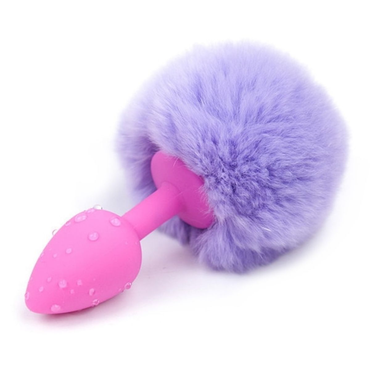 Силиконовая анальная пробка с фиолетовым хвостиком