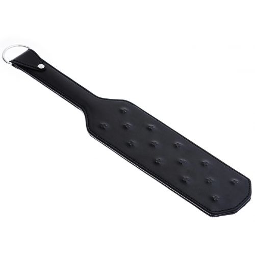 Черный БДСМ пэдл с металлическими шипами 39 см