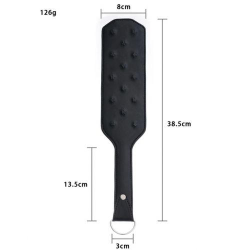 Черный БДСМ пэдл с металлическими шипами 39 см