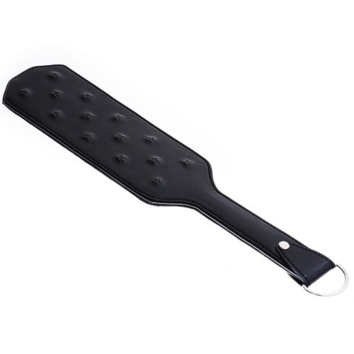 Черный БДСМ пэдл с металлическими шипами 39 см