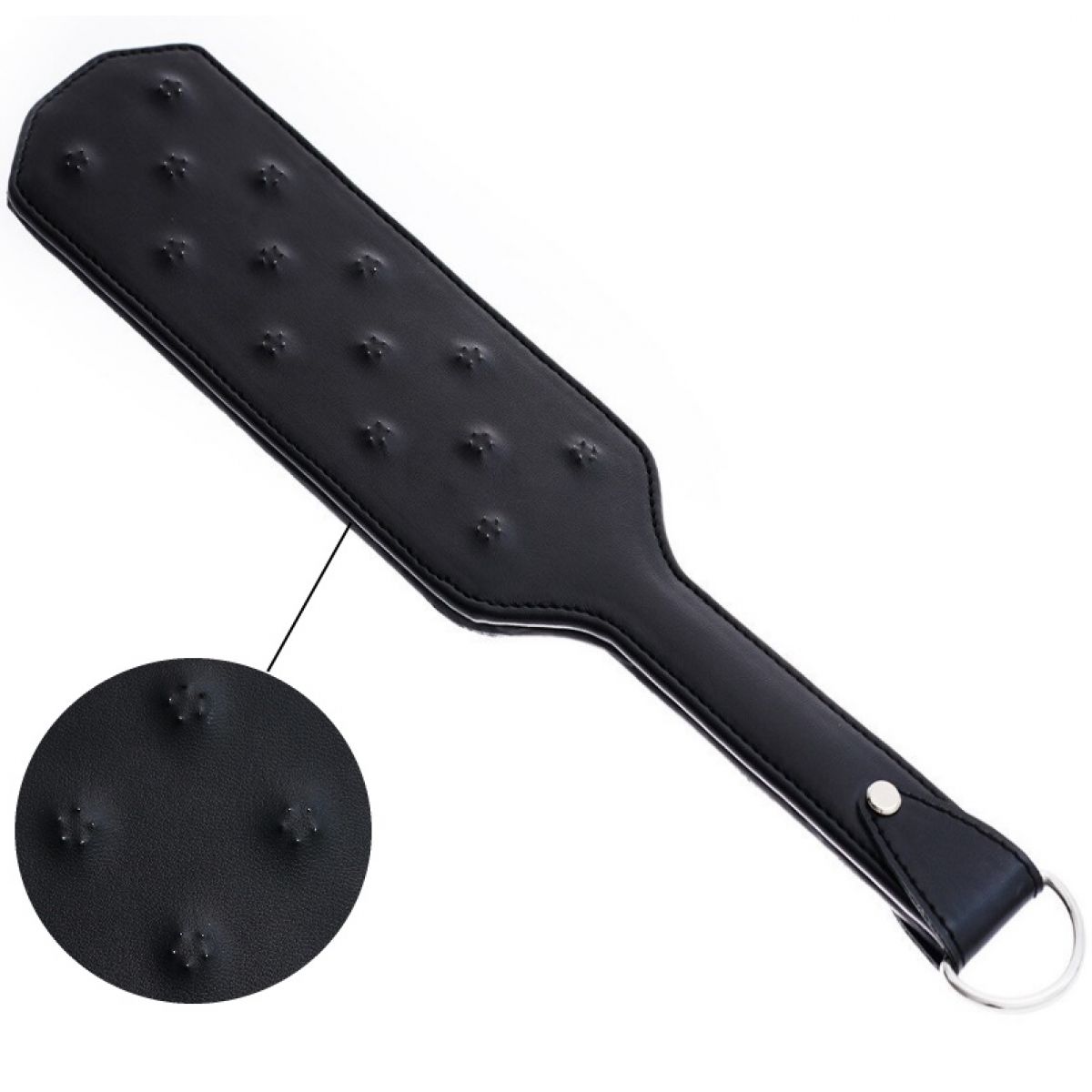 Черный БДСМ пэдл с металлическими шипами 39 см