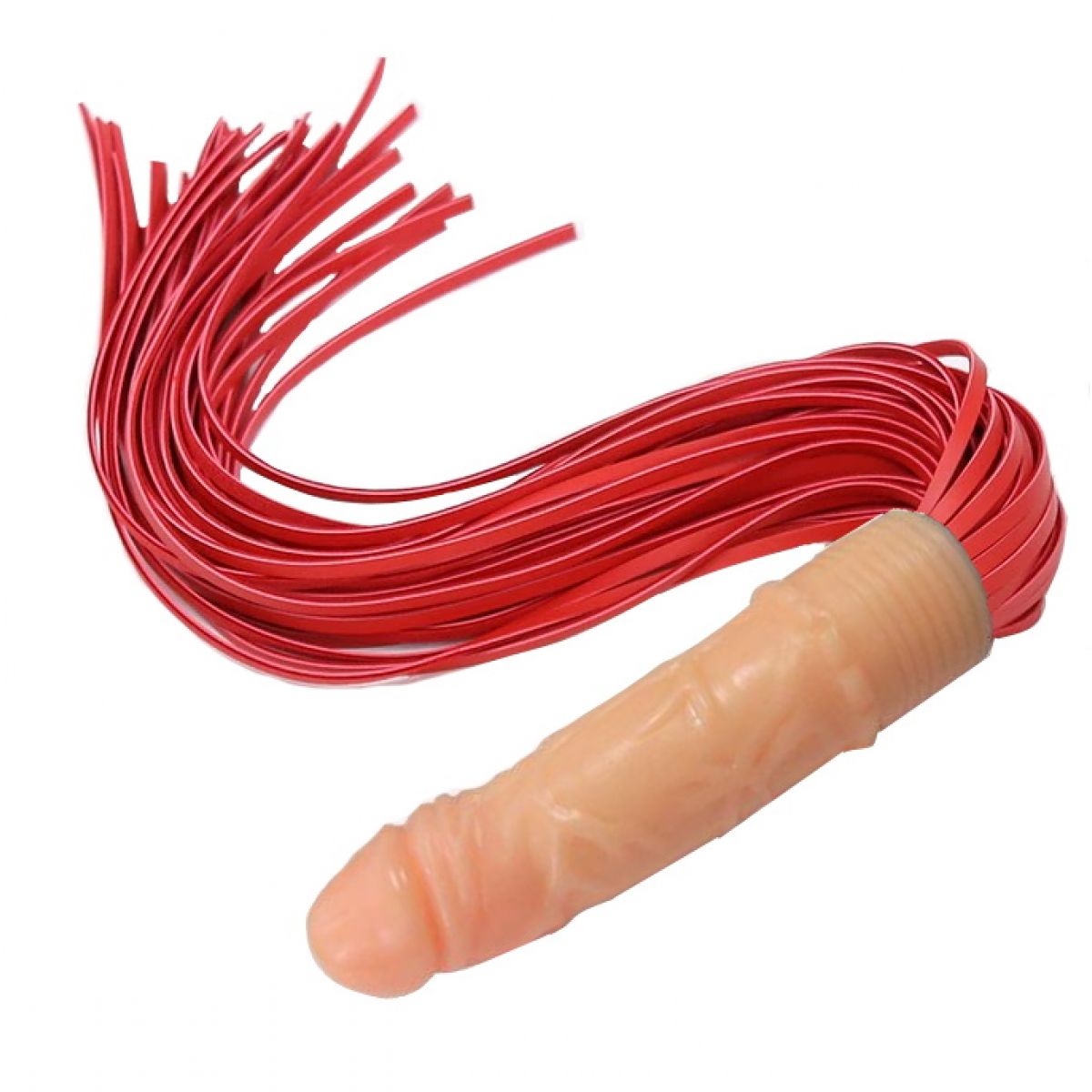 Красная БДСМ плеть с фаллосом 62 см