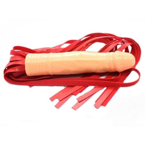 Красная БДСМ плеть с фаллосом 62 см