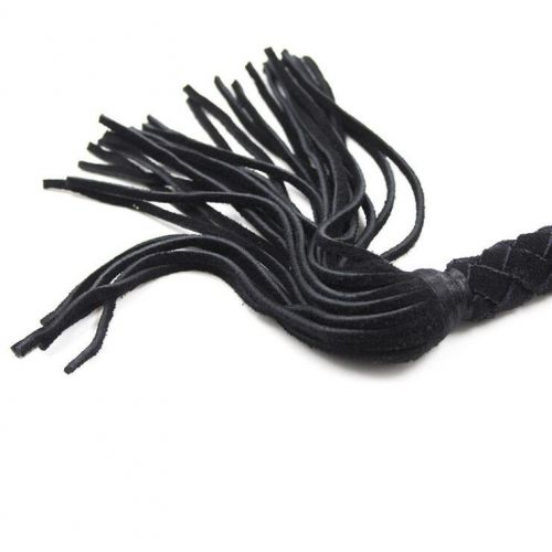 Черный кнут из натуральной замши 120 см