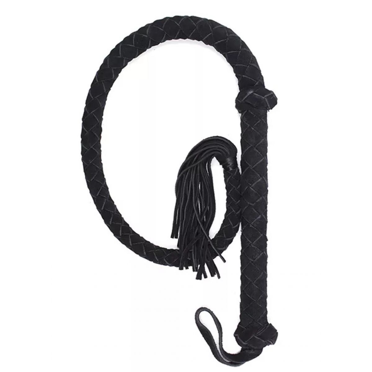 Черный кнут из натуральной замши 120 см