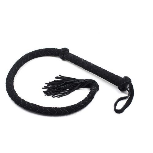 Черный кнут из натуральной замши 120 см