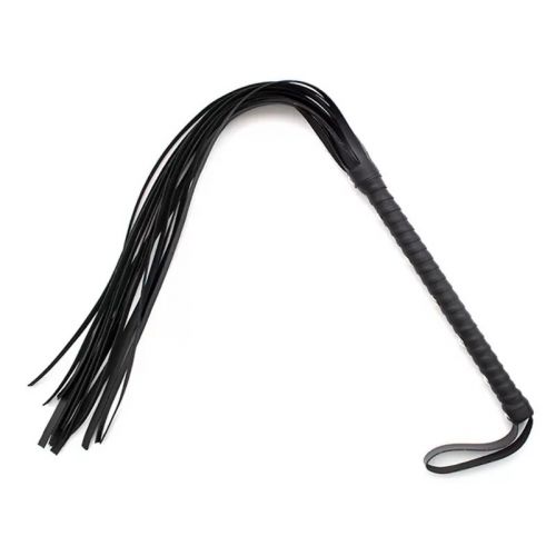 Классическая черная плеть с удлиненной рукояткой