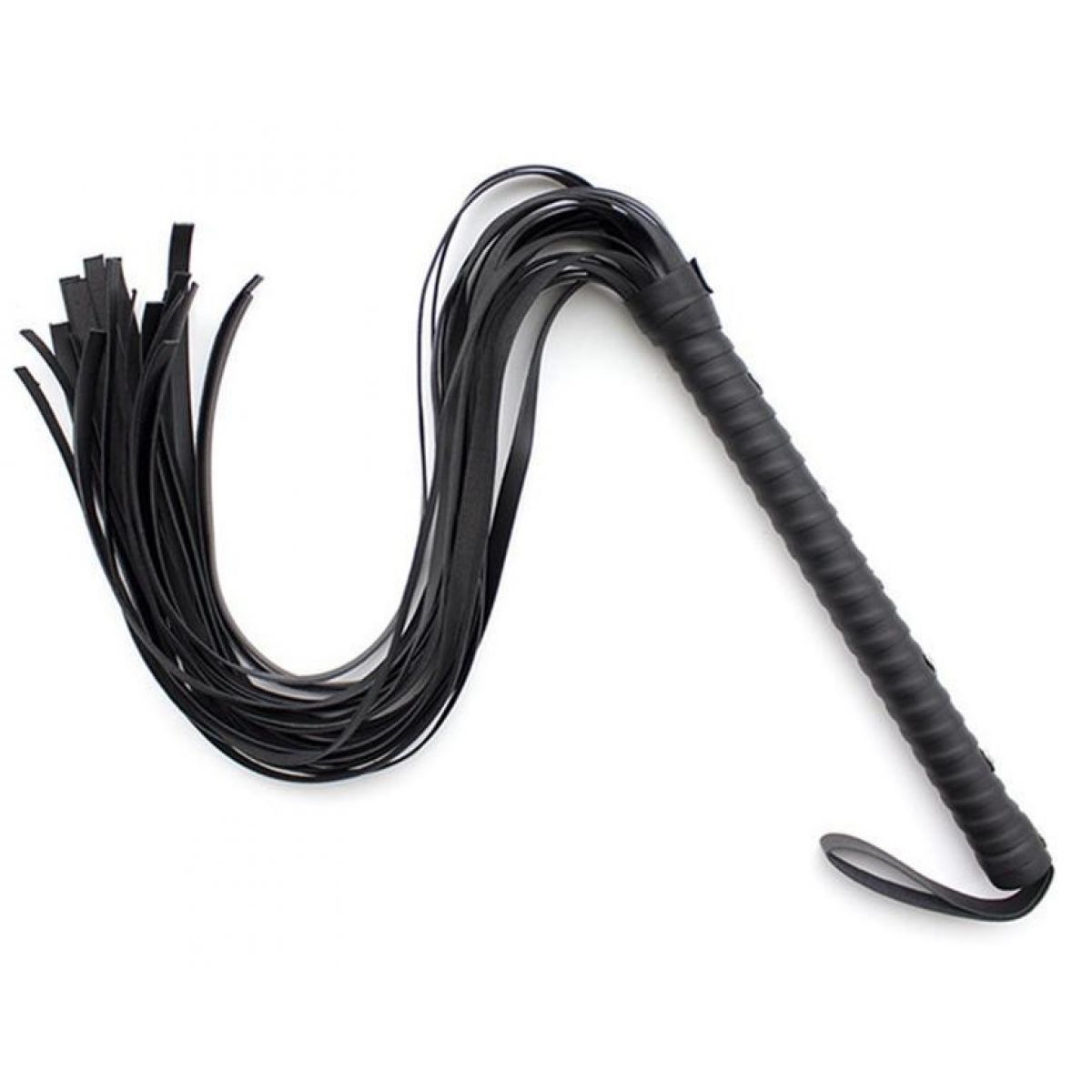 Классическая черная плеть с удлиненной рукояткой