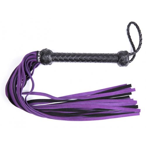 Черно-фиолетовая плеть из натуральной замши 68 см