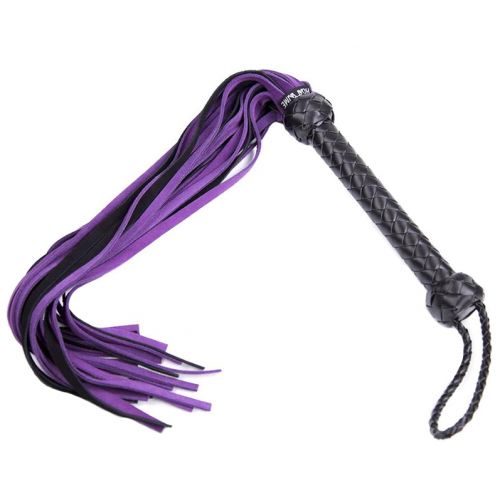 Черно-фиолетовая плеть из натуральной замши 68 см