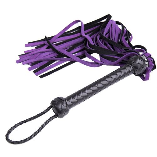 Черно-фиолетовая плеть из натуральной замши 68 см