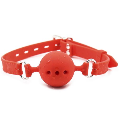 Дышащий кляп-шар из силикона Red L