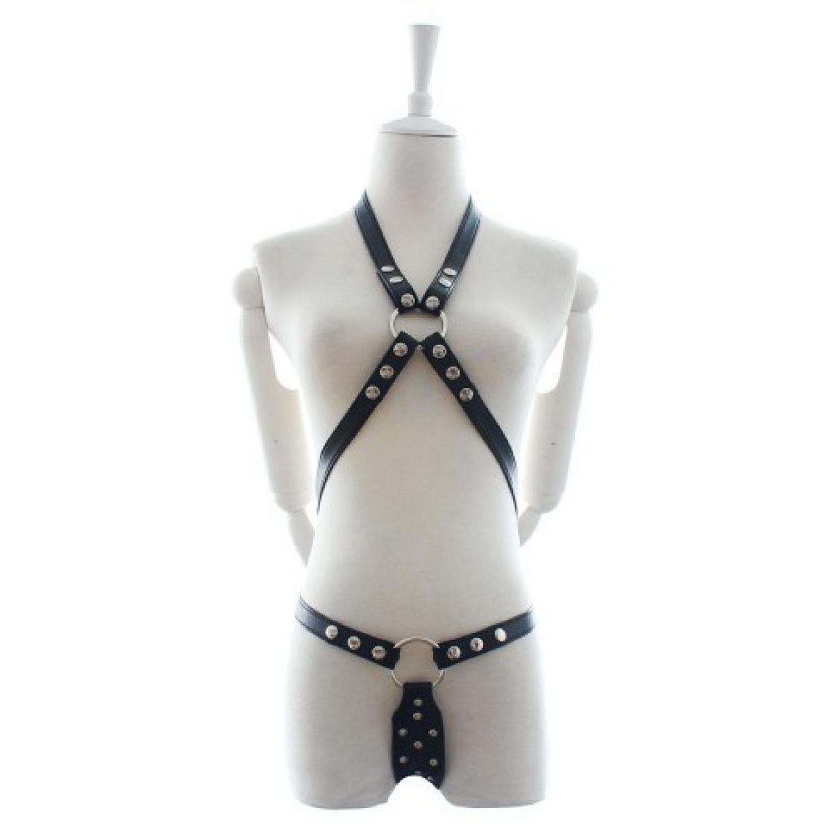 Откровенная сбруя на ремешках с заклепками