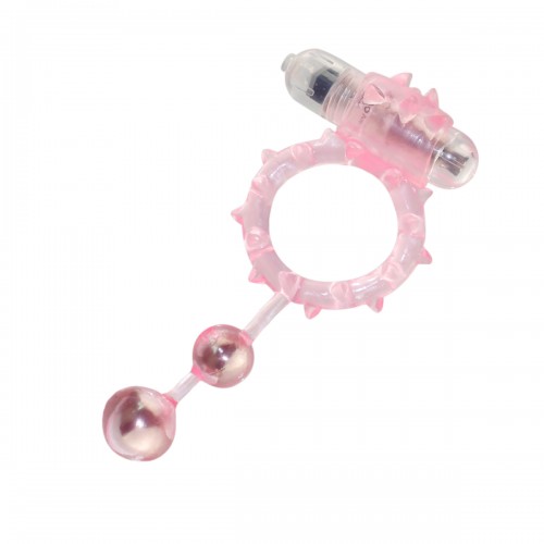 Виброкольцо с 2 утяжеляющими шариками розовое Ball Banger Cock Ring