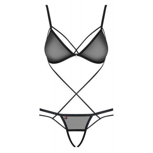 Сексуальное черное боди на бретелях с доступом L/XL