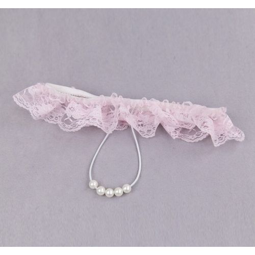 Кружевные розовые трусики с жемчужной нитью