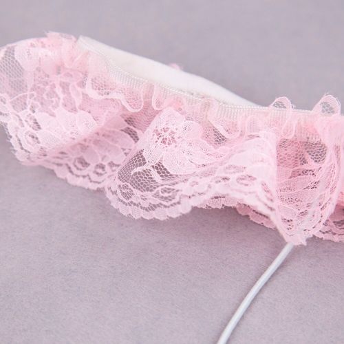 Кружевные розовые трусики с жемчужной нитью