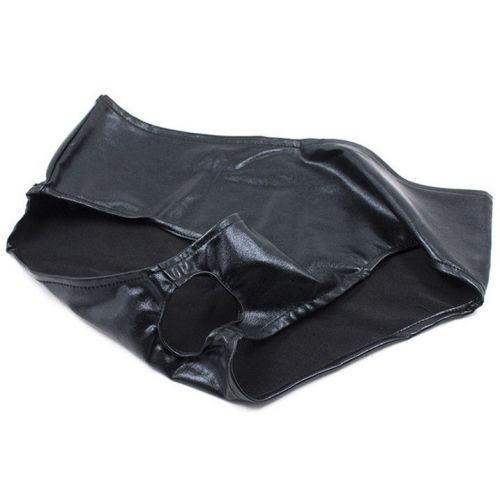 Черные блестящие трусики с доступом L