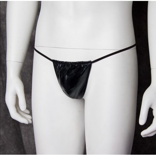 Черные лакированные стринги