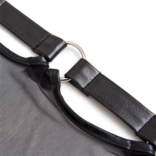 Мужские черные трусики стринги с сеточкой