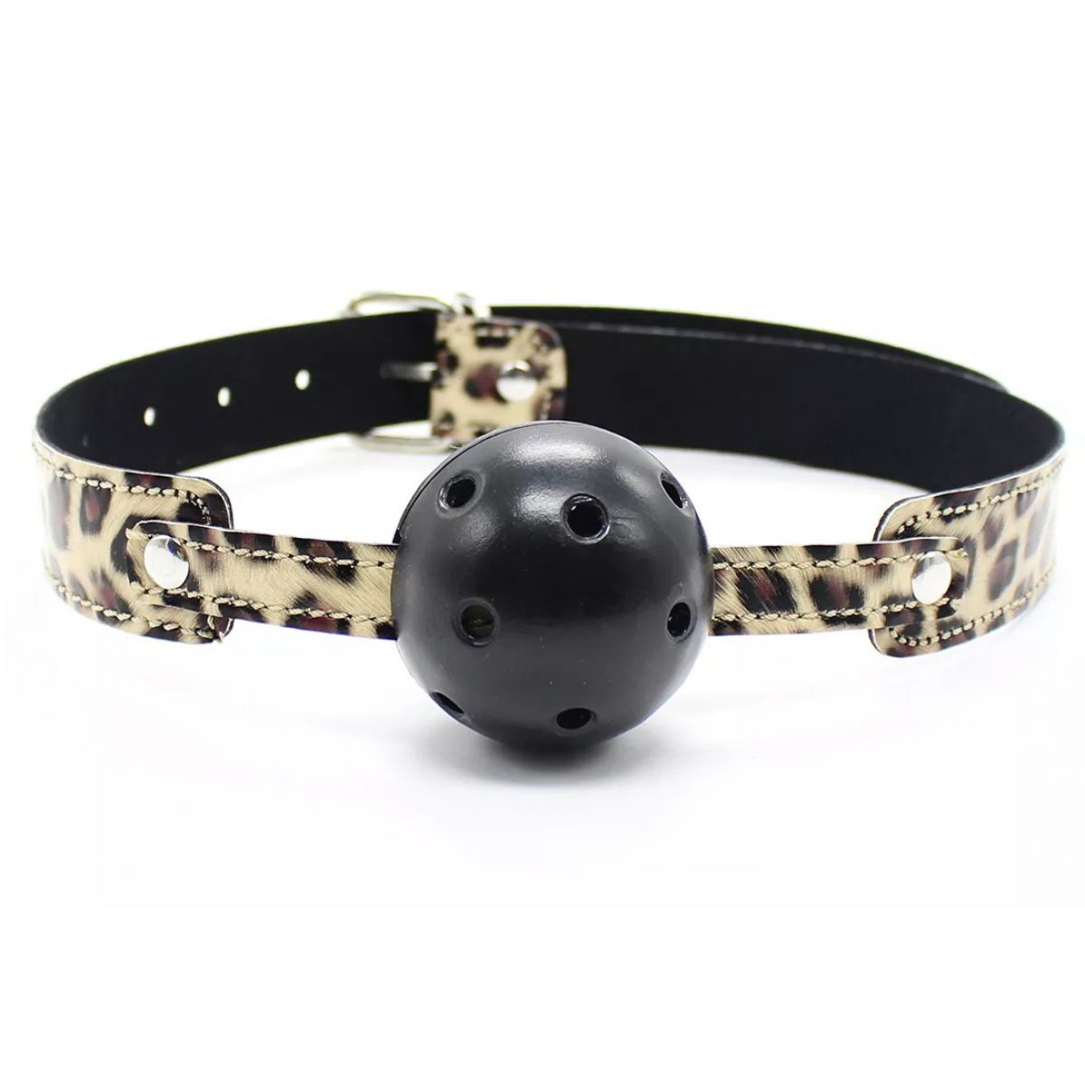 Дышащий кляп-шар с леопардовым ремешком