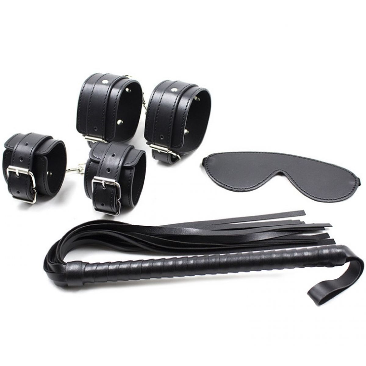 БДСМ набор для игр (плеть, наручники, поножи, маска)