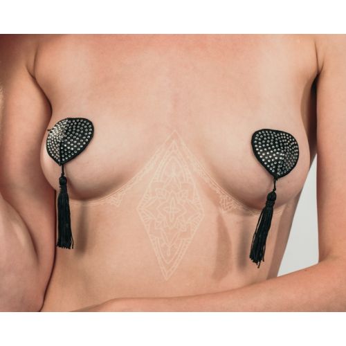 Пэстисы с кисточками Burlesque Evans черно-серебристые