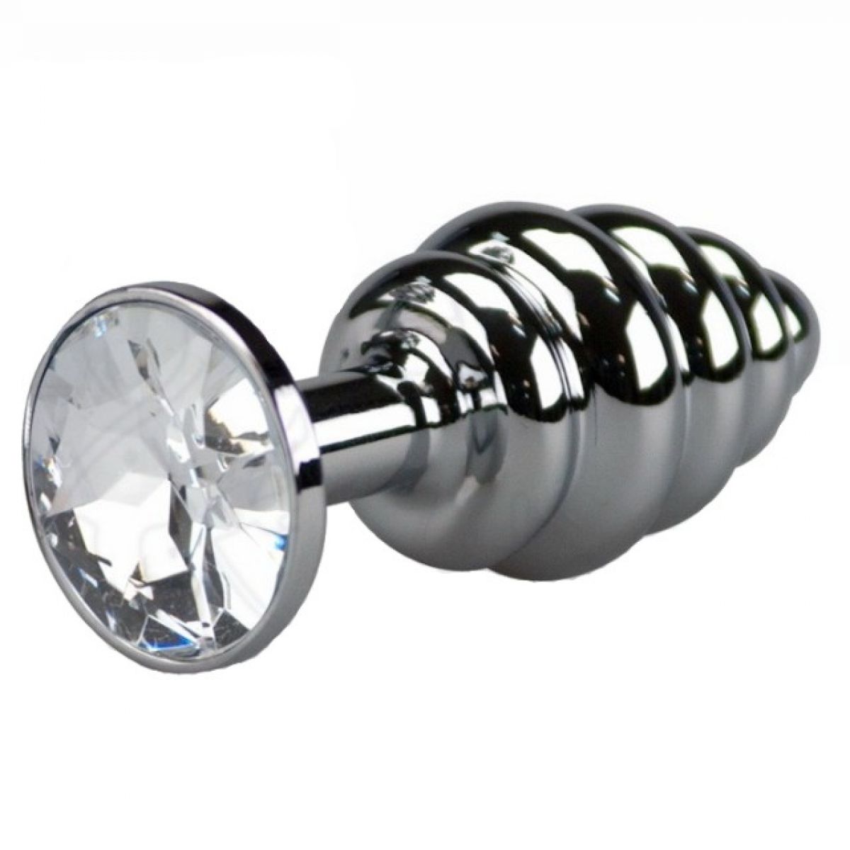 Анальная пробка Silver Small Plug рифленая бриллиант