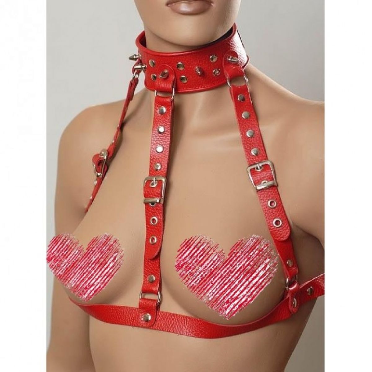 Ошейник-сбруя красный