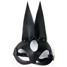Кожаная черная маска с ушками зайчик..
