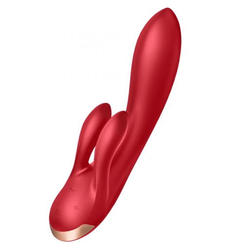 Смарт-вибратор с клиторальным стимулятором Satisfyer Double Flex красный