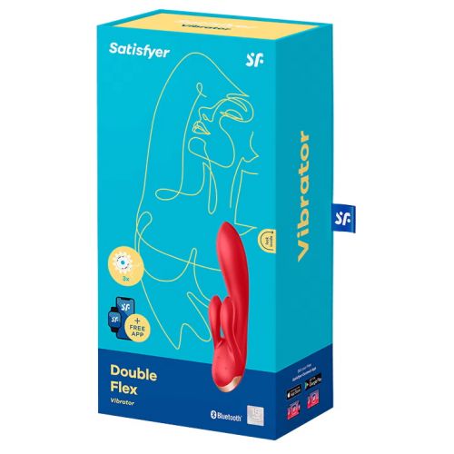 Смарт-вибратор с клиторальным стимулятором Satisfyer Double Flex красный