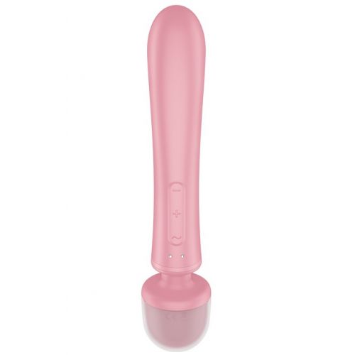 Двусторонний вибратор с клиторальным стимулятором Wand + Rabbit Satisfyer Triple Lover Pink