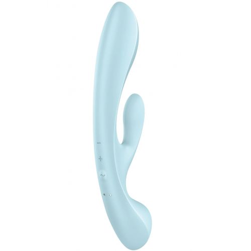 Двусторонний вибратор с клиторальным стимулятором Satisfyer Triple Oh Blue ДЕФОРМИРОВАННАЯ УПАКОВКА