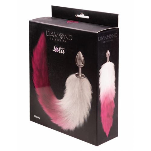 Анальная пробка с розовым хвостиком Diamond Galaxy Pink