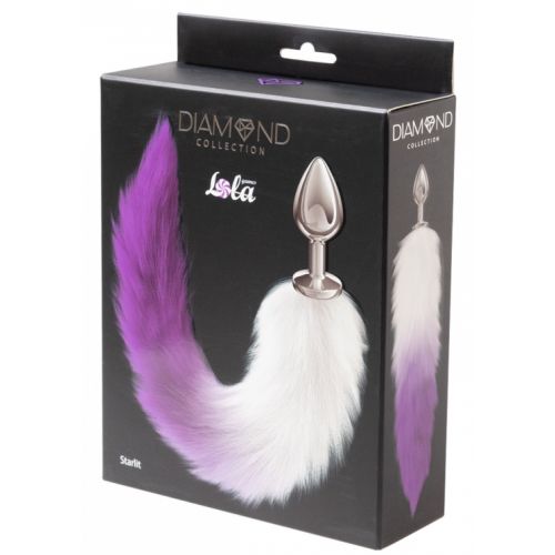 Анальная пробка с фиолетовым хвостиком Diamond Starlit Purple
