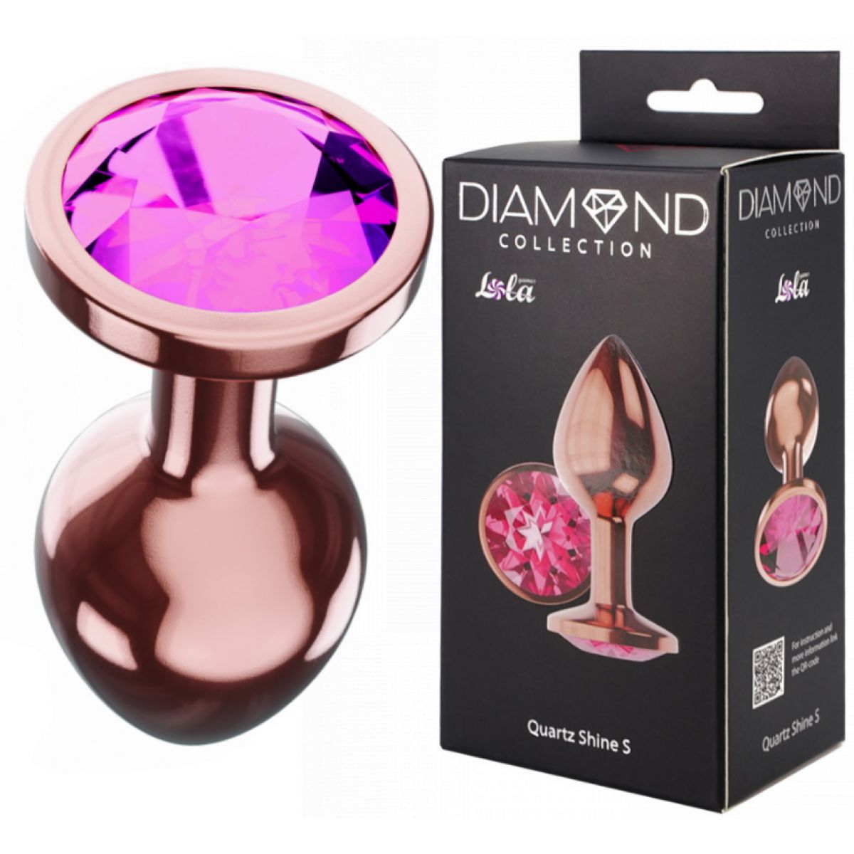 Анальная пробка Diamond Quartz Shine S розовое золото