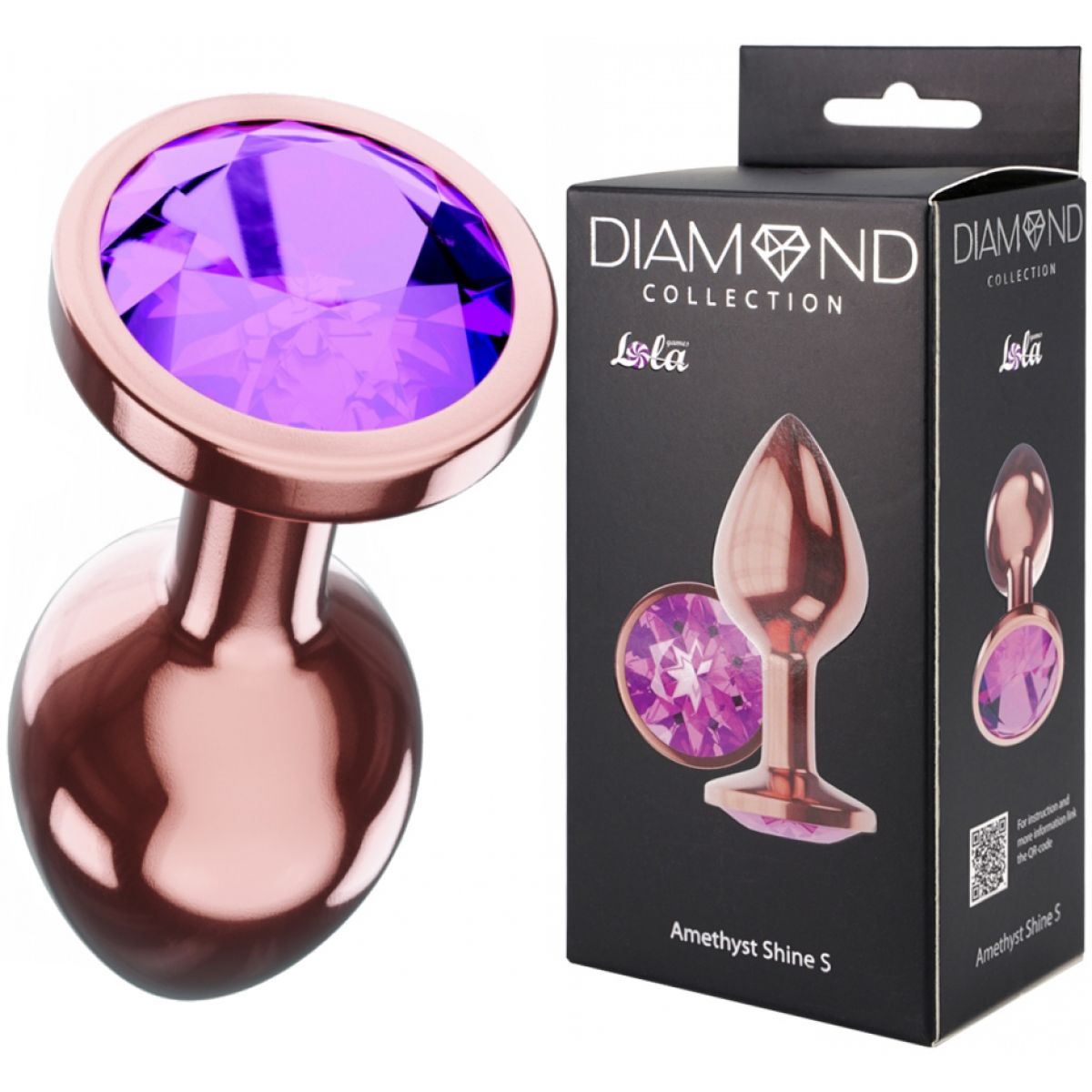Анальная пробка Diamond Amethyst Shine S розовое золото