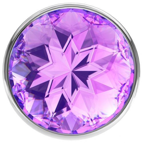 Большая анальная пробка Diamond Purple Sparkle XL серебро