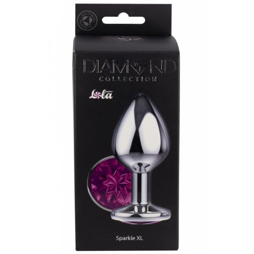 Большая анальная пробка Diamond Purple Sparkle XL серебро