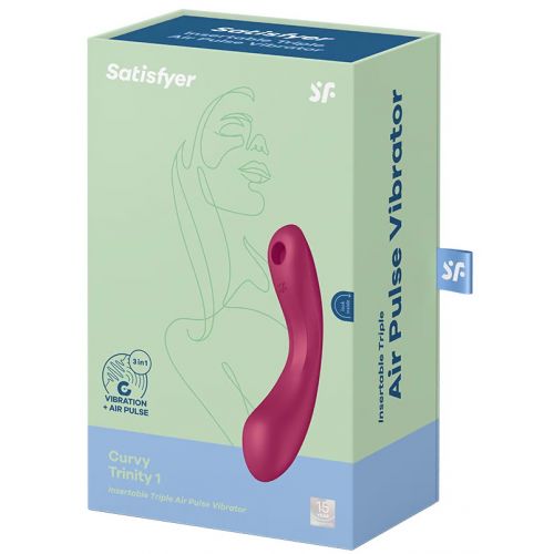 Вакуумный стимулятор клитора с вибрирующей ручкой Satisfyer Curvy Trinity 1 розовый