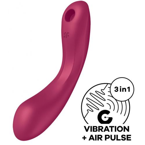Вакуумный стимулятор клитора с вибрирующей ручкой Satisfyer Curvy Trinity 1 розовый