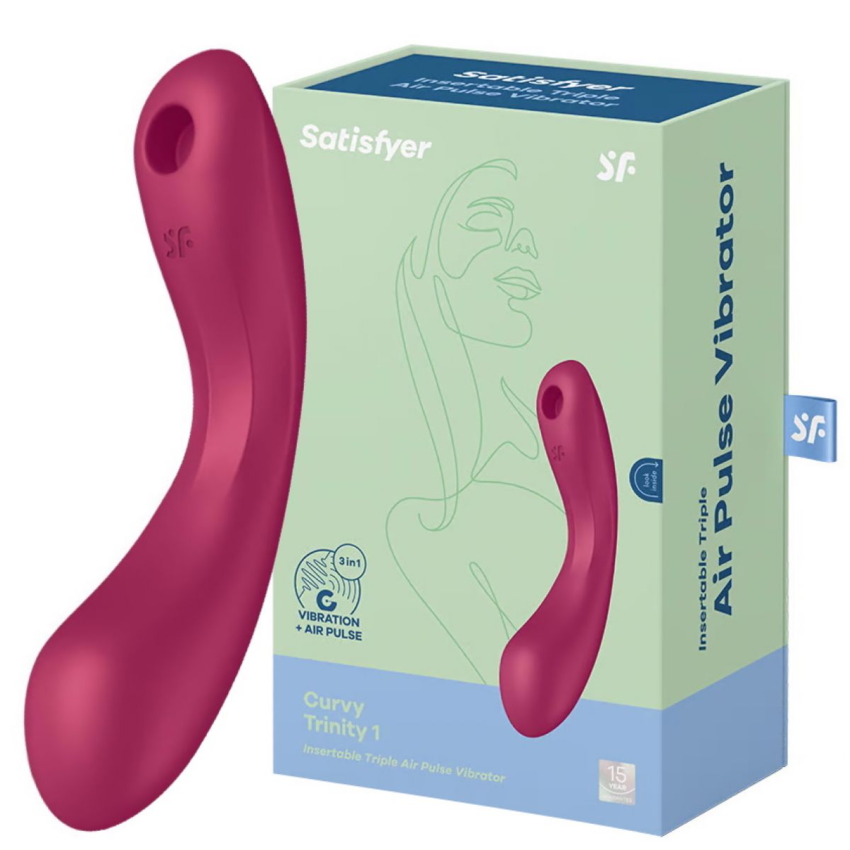 Вакуумный стимулятор клитора с вибрирующей ручкой Satisfyer Curvy Trinity 1 розовый