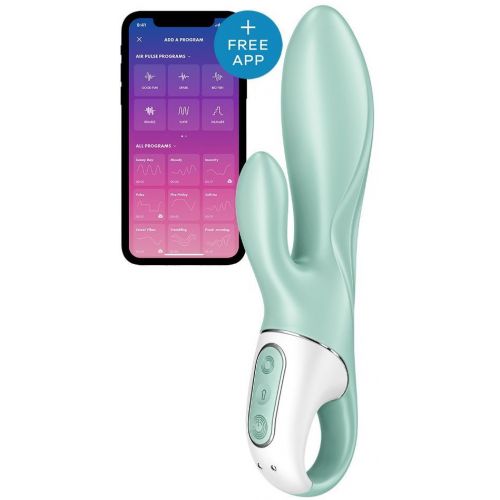 Расширяющийся смарт-вибратор с клиторальным стимулятором Satisfyer Air Pump Bunny 5+ зеленый