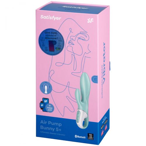 Расширяющийся смарт-вибратор с клиторальным стимулятором Satisfyer Air Pump Bunny 5+ зеленый