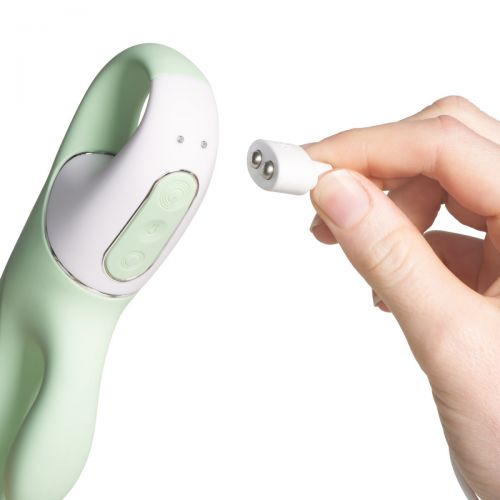 Расширяющийся смарт-вибратор с клиторальным стимулятором Satisfyer Air Pump Bunny 5+ зеленый
