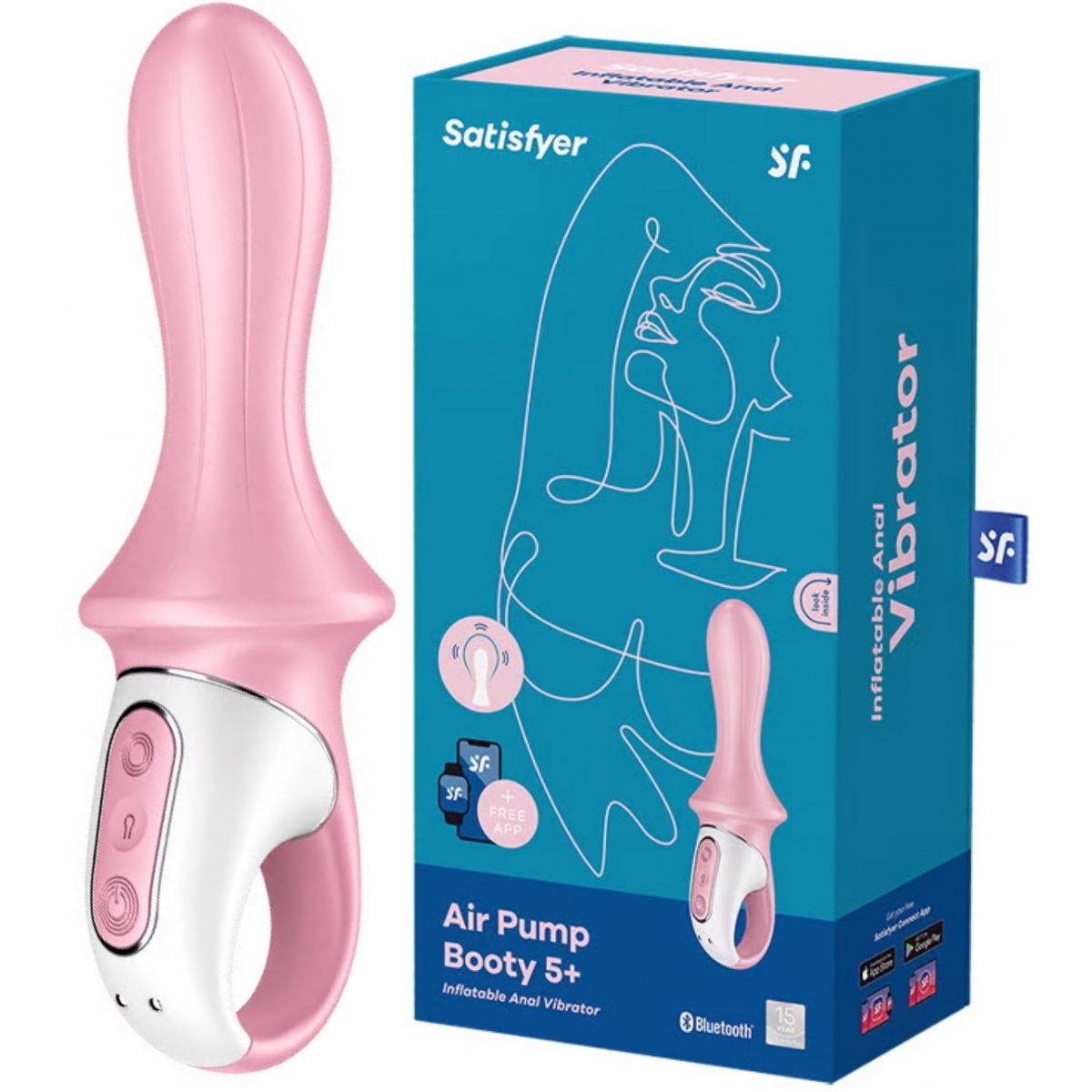 Расширяющийся анальный смарт-вибратор Satisfyer Air Pump Booty 5+ розовый